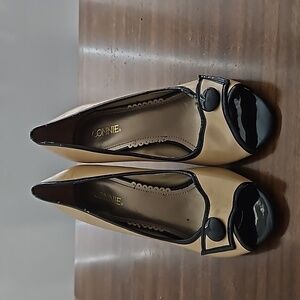 Connie Tan and Black Peep-Toe Pump